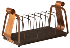 Copper Lyre Harp 50 LP Rack Album Record Holder Metal Base Art Deco 8 Sections