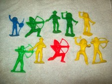 Vintage 1950s Tim-Mee Toys Cowboys  Indians 10 Lot - 70mm Plastic Figures Ex