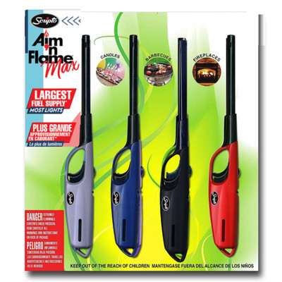 Scripto AIM 'N Flame Multi-Purpose Utility Lighter fireplace Random Color 4-ct