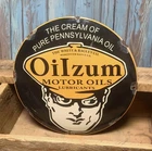 Vintage OILZUM MOTOR OIL White & Bagley Company Porcelain Metal Domed Sign