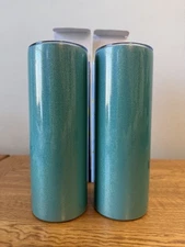 Set of 2 - 20oz Sublimation Tumblers - Teal Glitter Stainless Steel