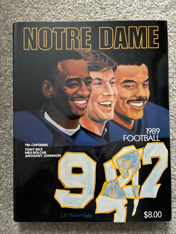 1989 Notre Dame Fighting Irish Football Media Guide Yearbook Rice Bolcar Johnson