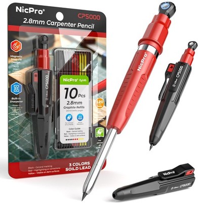 7-in-1 CP5000 Magnetic Carpenter Pencils with Sharpener, Construction Mechanical