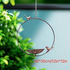 Hanging Metal Bird Feeder And Bath Circular Perch For Hummingbirds Garden Decor