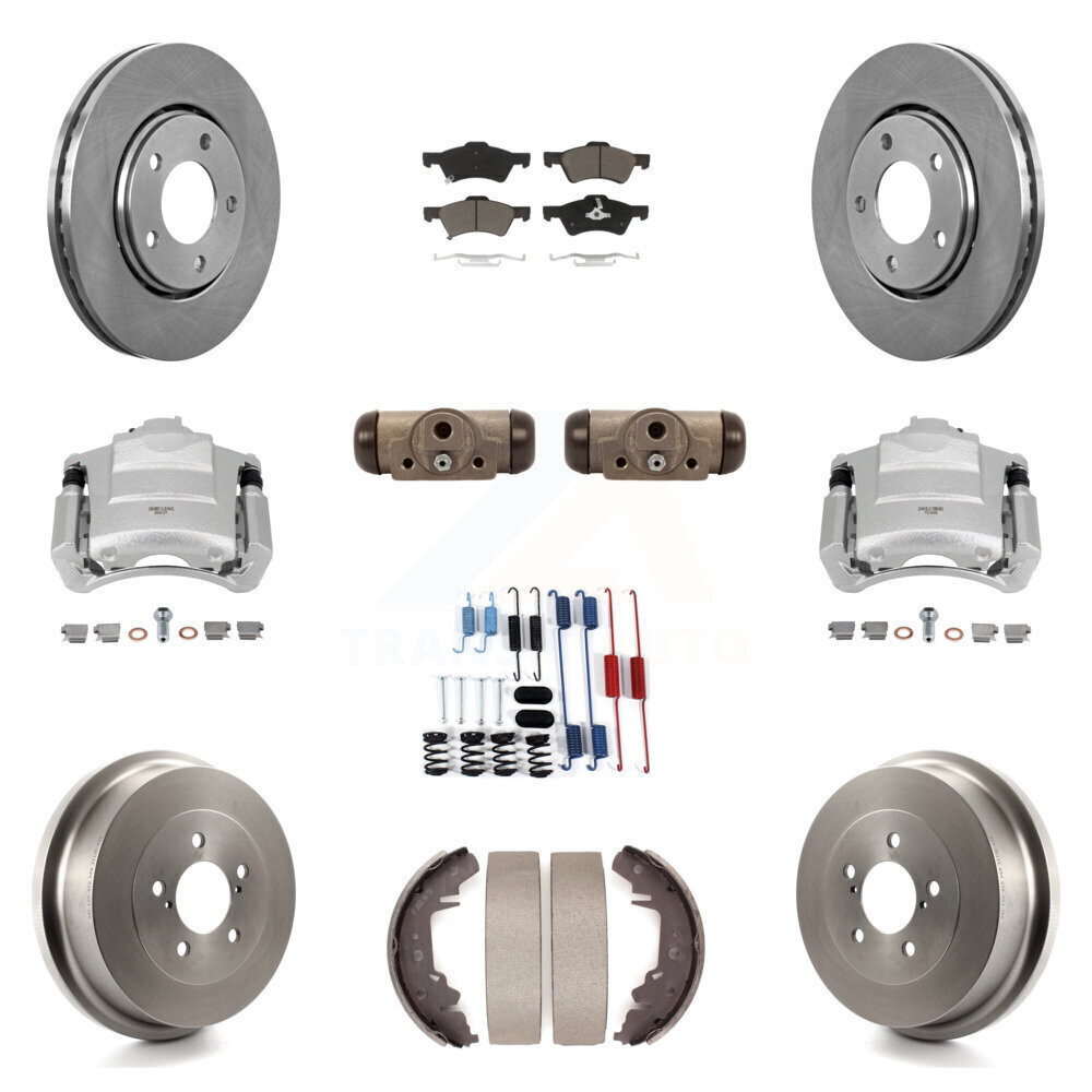 Front Rear Brake Caliper Rotor Drum Ceramic Pad Shoe Cylinder Hardware Kit for Enhanced Braking Performance
