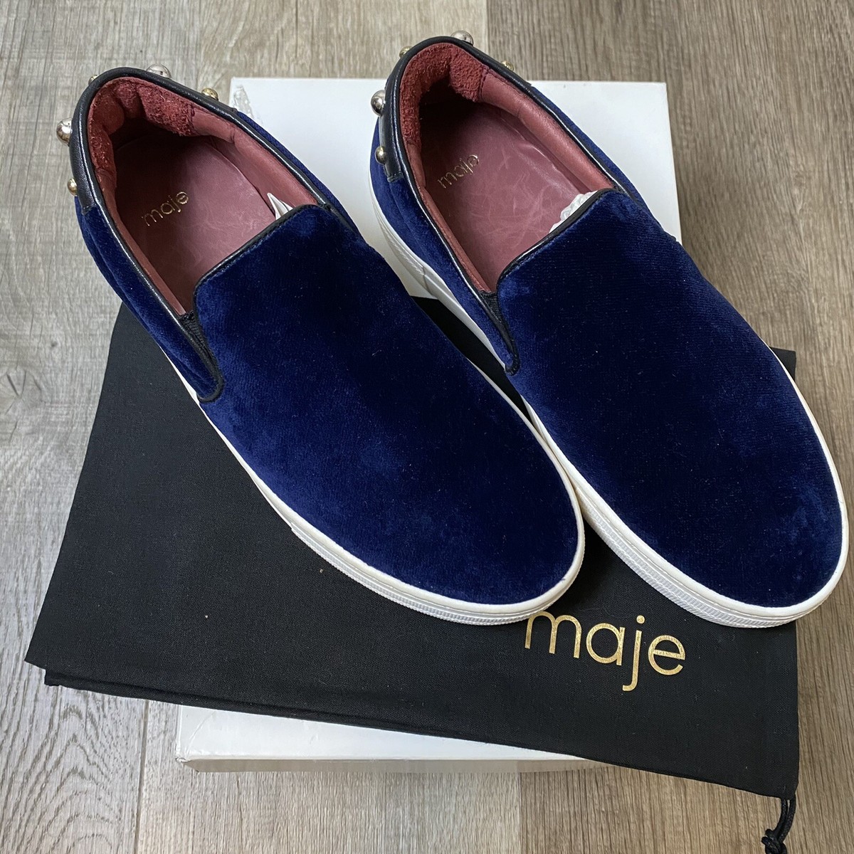Maje Women’s Dark Blue Velvet Slip-Ons Velvet midi dress Blue For Women | Maje main image 4