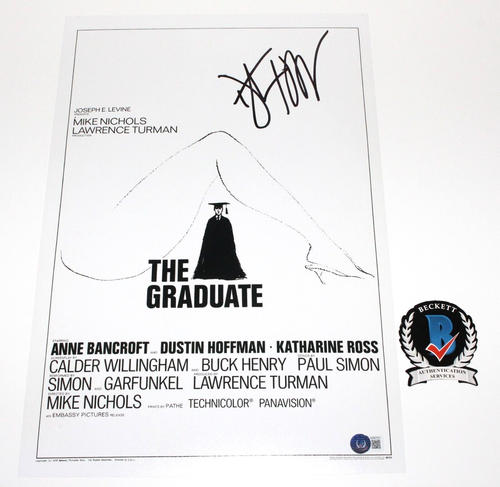 DUSTIN HOFFMAN SIGNED 'THE GRADUATE' 12x18 MOVIE POSTER BECKETT COA BAS ACTOR - Picture 1 of 2