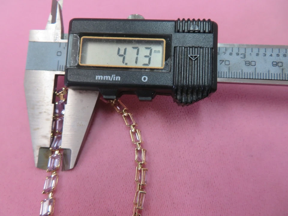 Brazalete De Colección Oro Amarillo Sólido 14k Piedras Preciosas Amatista 8.5"- 8.29 G Foto 4 de 4