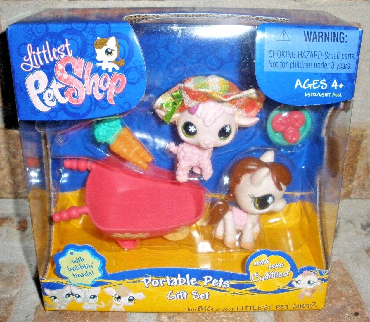 Littlest Pet Shop HORSE pony LAMB 584 585 farm GIFT SET 2007 VHTF