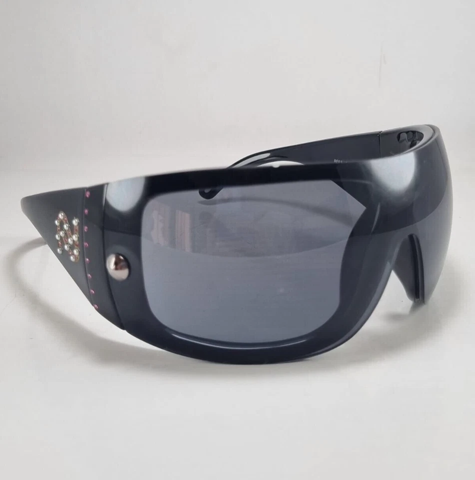 NOS Nouvelle Vague Sunglasses Mask Italy Authentic Wrap Rhinestone Pearl VTG 90s - Image 4 of 4