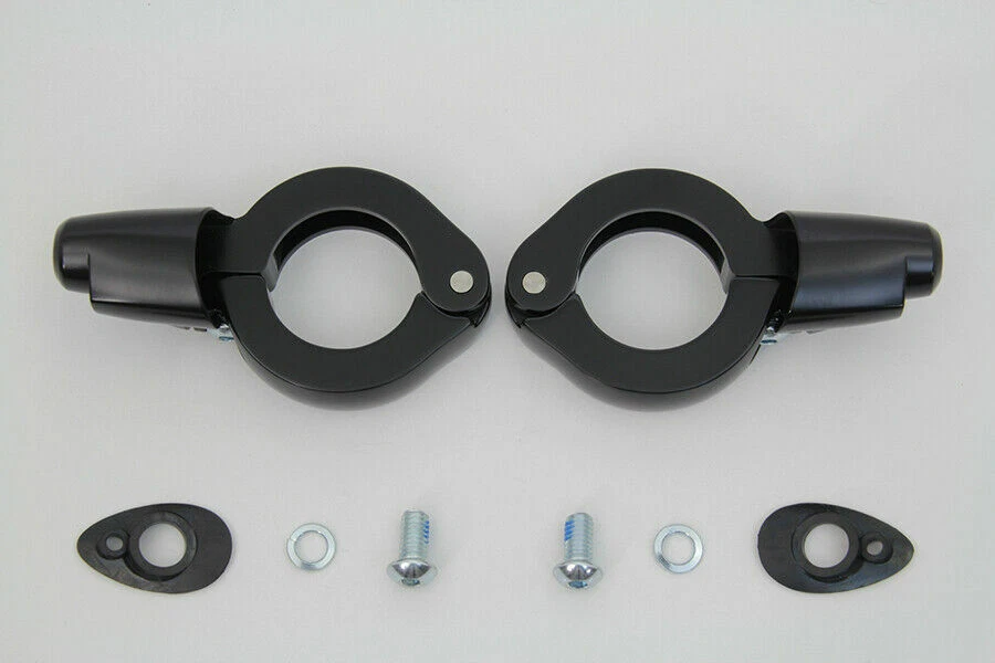 Black Turn Signal Relocation Kit 41mm Forks for Harley Davidson by V-Twin - Image 2 of 2