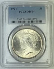 1924 Peace Silver $1 Dollar Coin PCGS MS 64 (6)