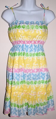 Lilly Pulitzer Girls' Sundress 10 Pink Blue Green Yellow Fish Shells FreeS&H