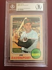 1968 TOPPS JIM DAVENPORT #525 GIANTS SIGNED CARD BECKETT AUTHENTIC AUTO VINTAGE