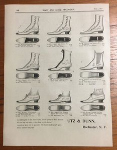 Antique 1892 Shoe Advertising UTZ & DUNN Rochester NY Great Graphics