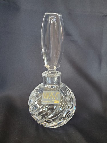 MIKASA - Lead Crystal Perfume Bottle and Dabber 5.5"   - Made in Yugoslavia