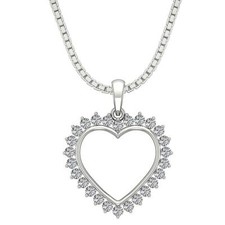 Love Of Heart Pendant Necklace VVS1 E 0.80 Ct Round Diamond 14K Gold 1.00 Inch