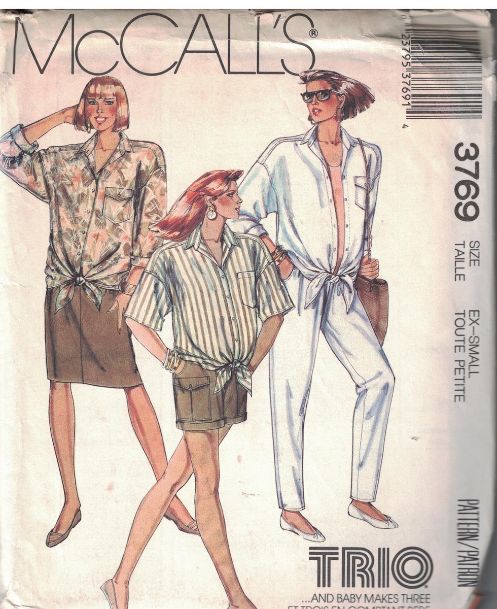 3769 Vintage McCalls Pattern 1980s Maternity Shirt Pants Skirt