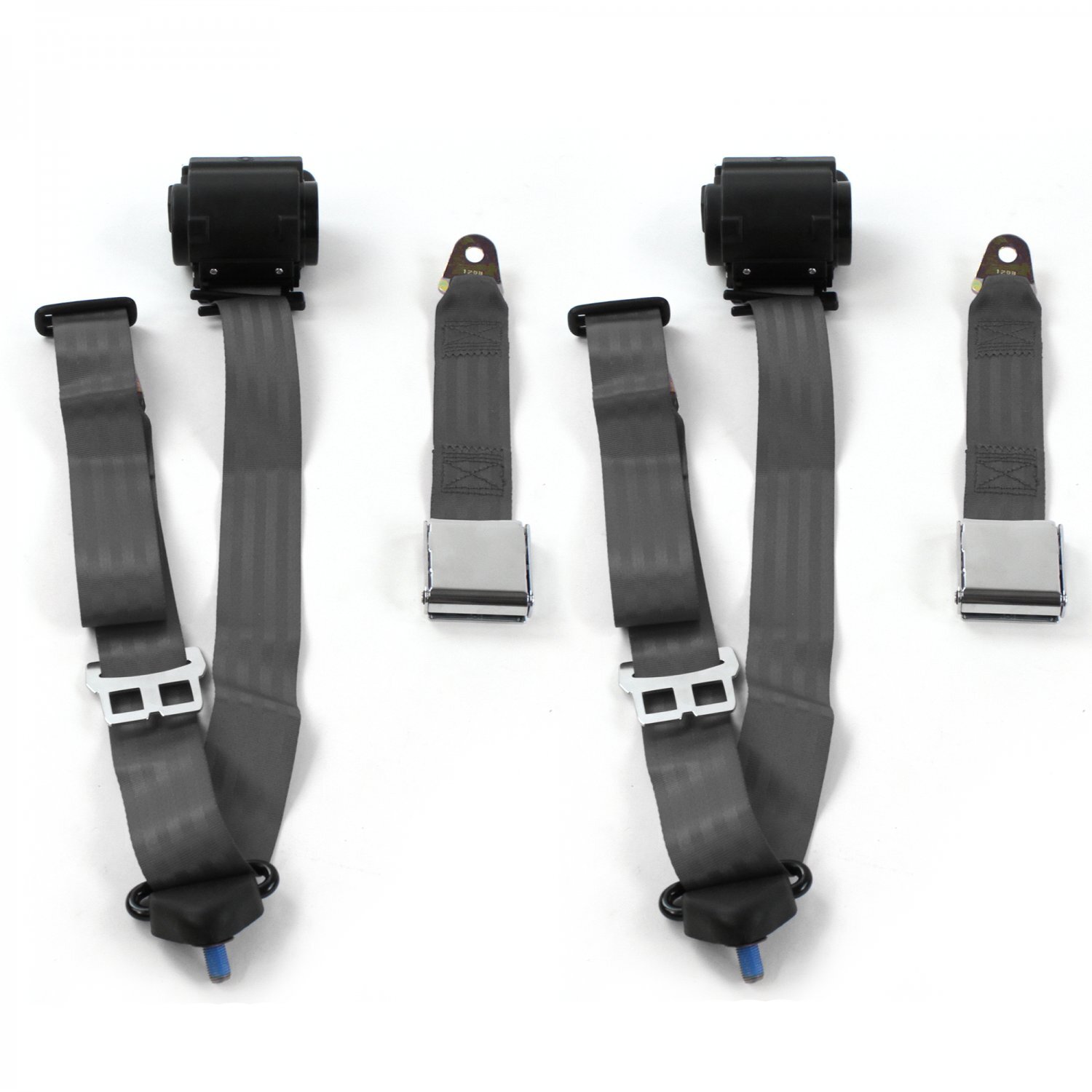 Ford GT40 1964-69 Airplane 3pt Charcoal Retract Bucket  Seat Belt Kit-2 Belts  