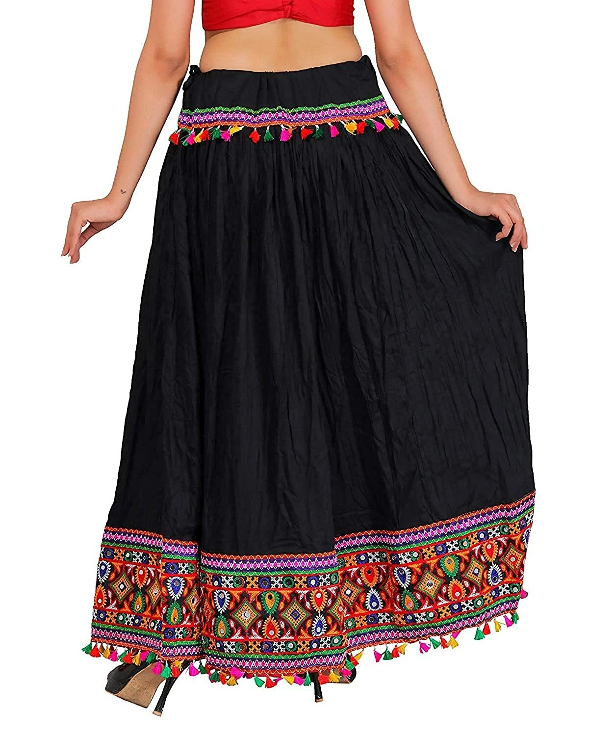 Women Skirt Kutchi Embroidered Border Rayon Skirt/Chaniya Black XXXL
Opens in a new window or tab