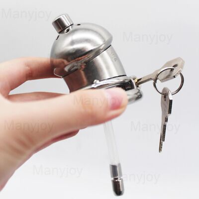 Chastity Cage Device With Sounds Tube Male Stainless Steel Bird Lock Cage