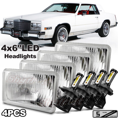 4PCS 4x6 LED Headlights Hi-Lo-Beam For Cadillac Eldorado 1975-1985 Ford Mustang