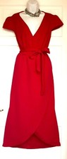 QUIZ GORGEOUS RED JERSEY MIDI EVENING PARTY DRESS SIZE 20 new with tags