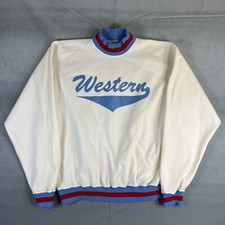 Vintage Russell Athletic Ringer Sweatshirt Mens Large White Blue Western 70s