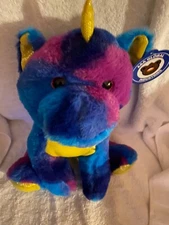 aa global industries plush colorful whimsical Bright Purple,Blue Unicorn w/yello