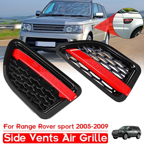 Black&Red Side Fender Guard Vents Grille Side Vent For 05-09 Range Rover Sport - Foto 2 di 10