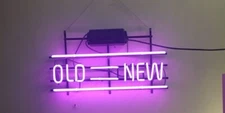 Old=New Neon Light Glass Sign Beer Bar Pub Store Wall Hanging Nightlight 14"x7"