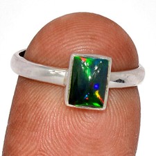 Treated Rare Chalama Black Opal 925 Sterling Silver Ring Jewelry s.7.5 CR49914