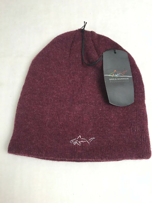 Greg Norman Collection Reebok The Shark Embroidered Beanie Cardinal One Size NEW