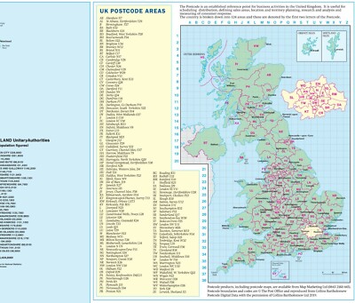 Uk Laminated Postcode District Map