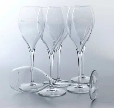 6 x Taittinger Reims Champagner Glas Stielglas Kelch 16 cl Frankreich 7971