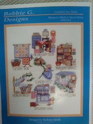 WOMAN'S WORK IS NEVER DONE - 7 DAY CROSS STITCH PATTERN 