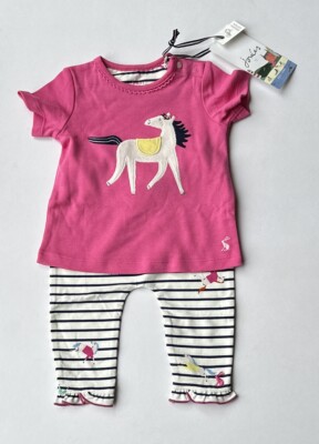 Joules Baby Mohn aus biologisch angebauter Baumwolle Kunstwerk Set - Pinkhrse - 0-3 Monate