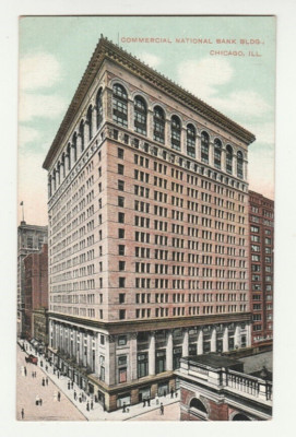 1908 Chicago IL Commercial National Bank Building Illinois Postcard Vintage