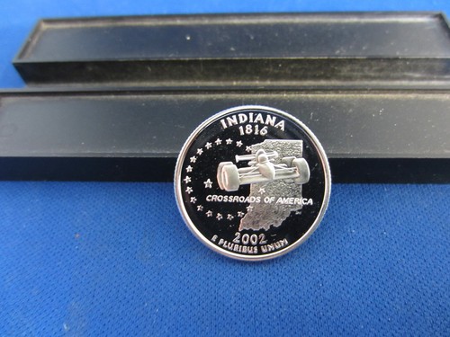  2002-S Silver Quarter INDIANA Upper Grading Ranges Deep Cameo Mirror PROOF  - Picture 1 of 2