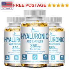 Hyaluronic Acid 850mg  360 Capsules  Natural Anti Aging Supplement  Non GMO