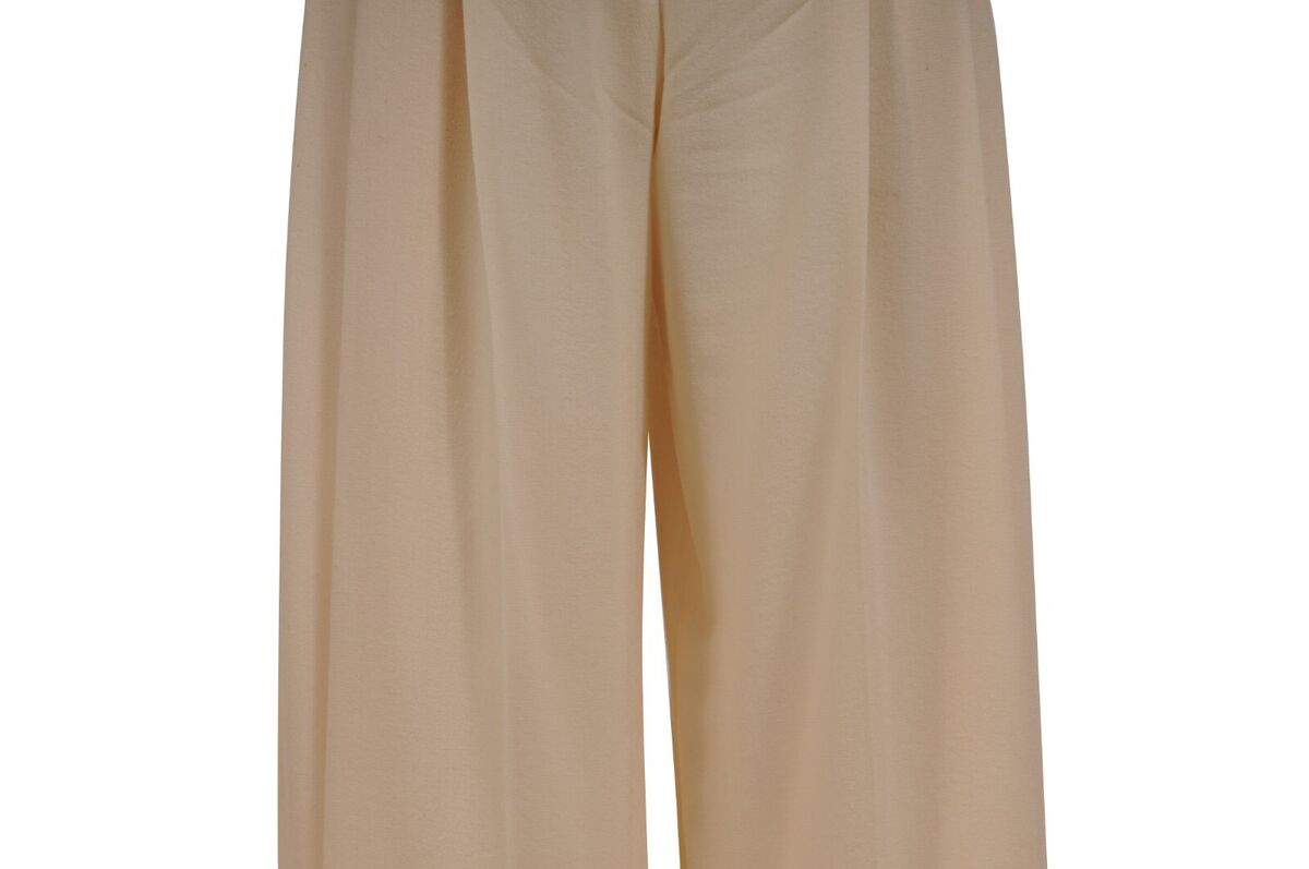 Christian Dior Womens Wide Leg Pants US 12 Cream Tan Wool Christian Dior Womens Wide Leg Pants US 12 Cream Tan Wool