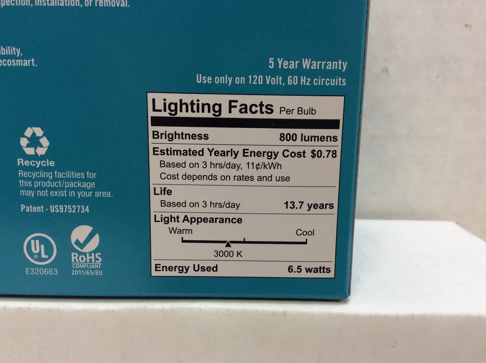 EcoSmart 100-Watt B13 E12 Candelabra LED Edison Light Bulb Bright White 3 Bulbs - Image 2 of 2