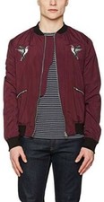 Giacca nylon colibrì ricamato rosso bordeaux religione uomo nuova con etichette S £100
