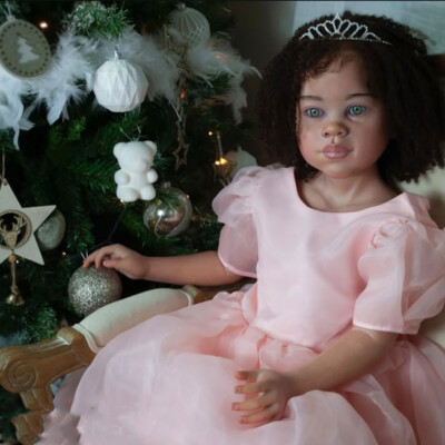 46inch Painted Reborn Doll Kit with Cloth Body Curly Hair DIY Part Birthday Gift