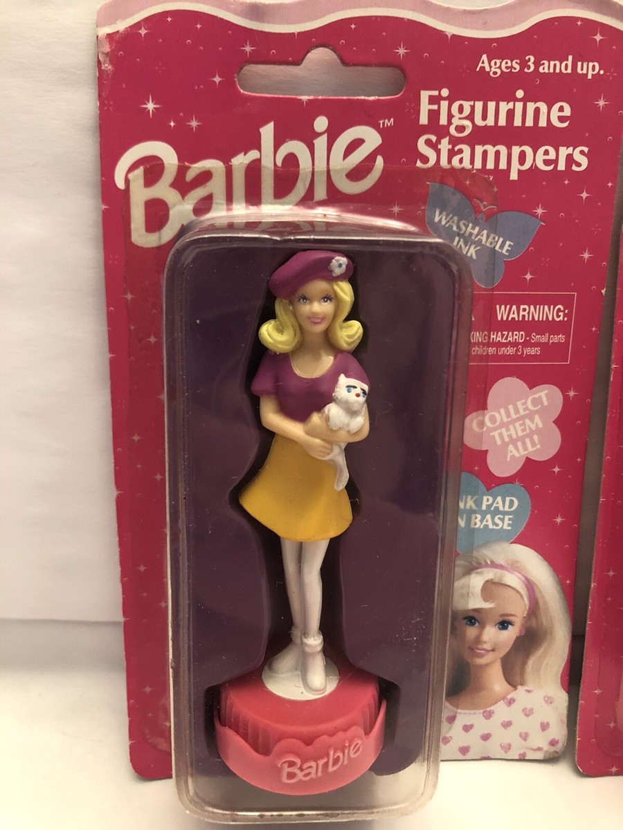 ビンテージBarbieバービーフィギュアスタンプ1996 Vintage Barbie Doll Figurine Ink Stamper Stamp 1996 Lot Of 2