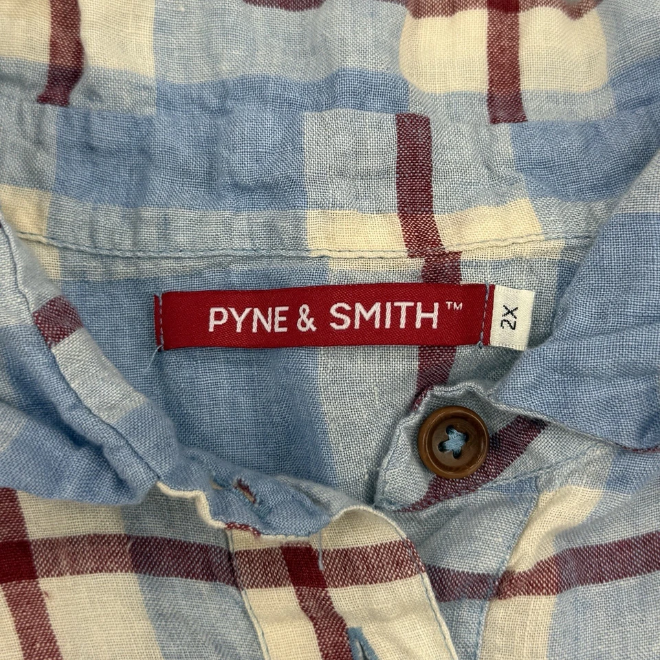 Vestido Pyne Smith para mujer 2X a cuadros Lagenlook costero 100 % lino Country Lagom Foto 2 de 4