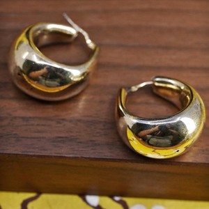 Authentic 1", Italia vermeil gold plated Sterling silver earrings, 925 puffy chunky hoops