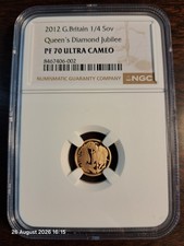 2012 G. Britain 1/4 Sovereign 0.9167 Fineness Gold 1.997 g NGC PF 70 UC Jubilee