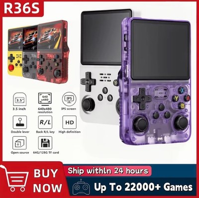 Retro R36S Handheld-Videospielkonsole, 3,5 zoll, 128 GB vorinstallierte spiele