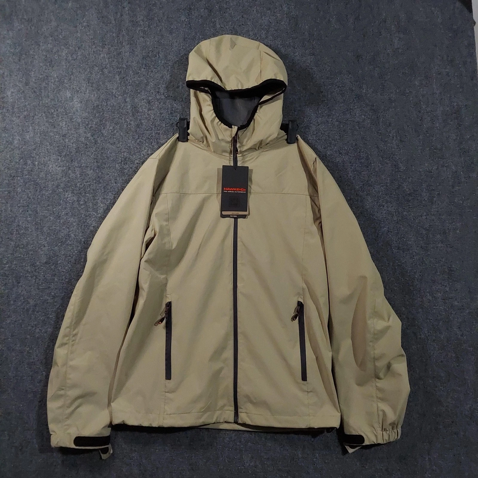 Hawke & Co Jacket Mens Small Beige Hooded Windbreaker Water Resistant HMP3634TX
Opens in a new windo